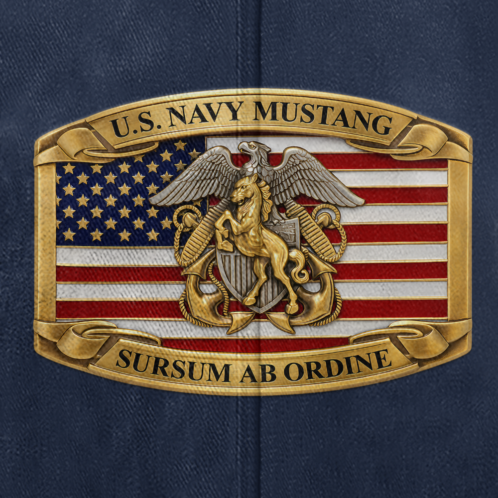 Personalizable Navy Mustang Sursum Ab Ordine Washed Cap