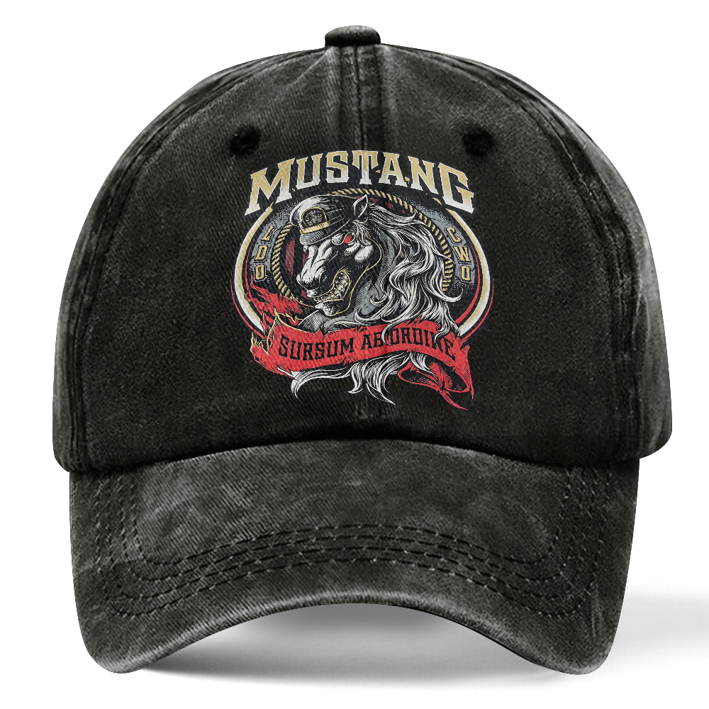 Personalizable Navy Mustang Sursum Ab Ordine Washed Cap