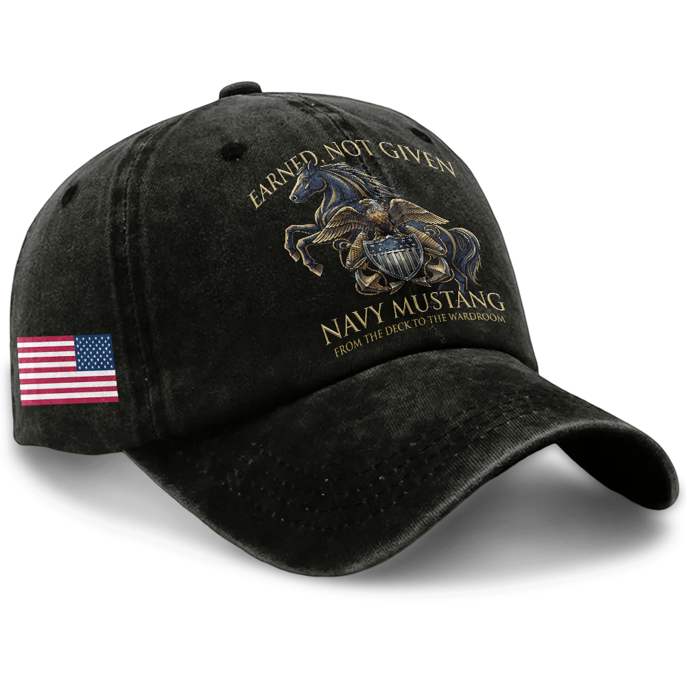 Personalizable Navy Mustangs From The Deck To The Wardroom Washed Cap