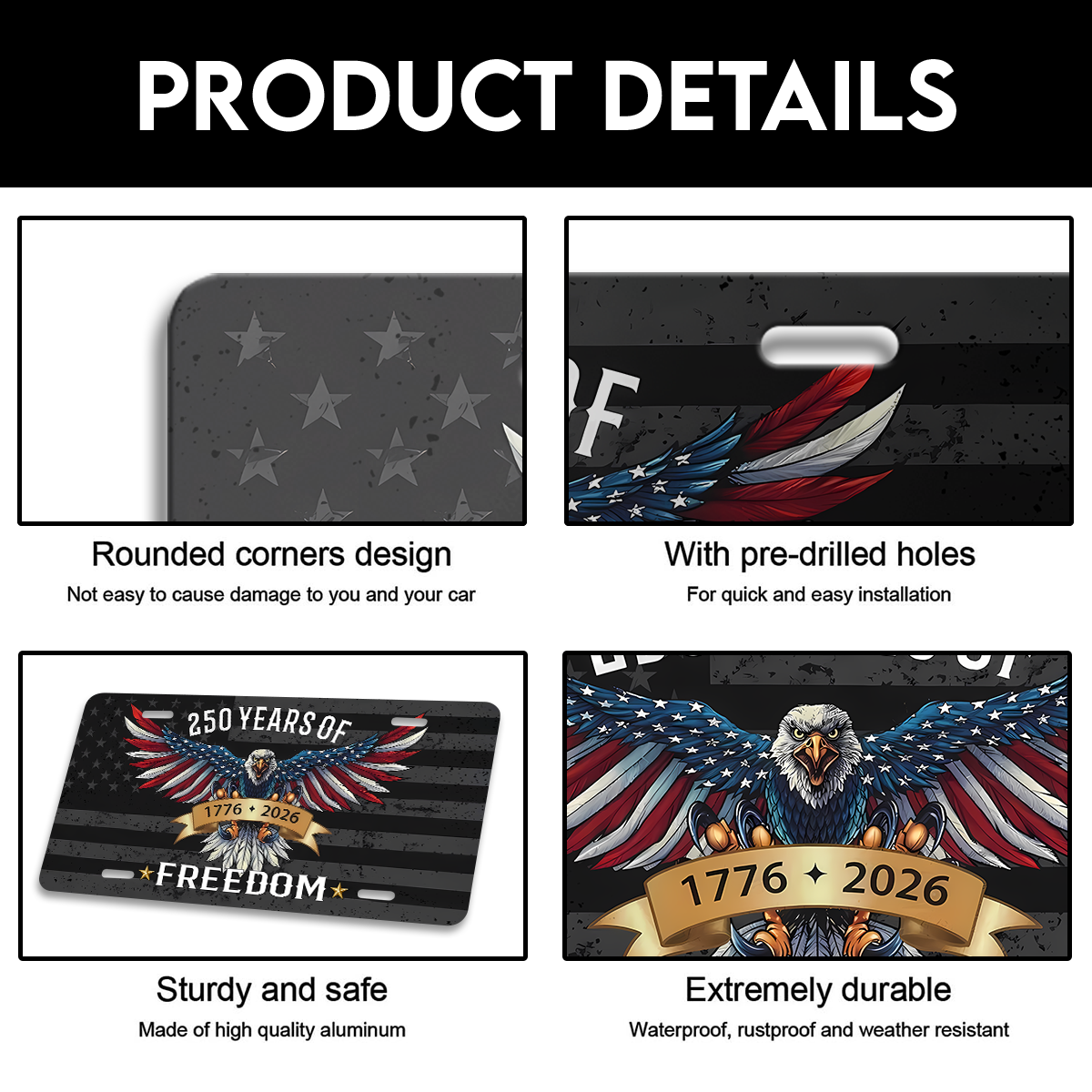 America 250 Years of Freedom Aluminum License Plate