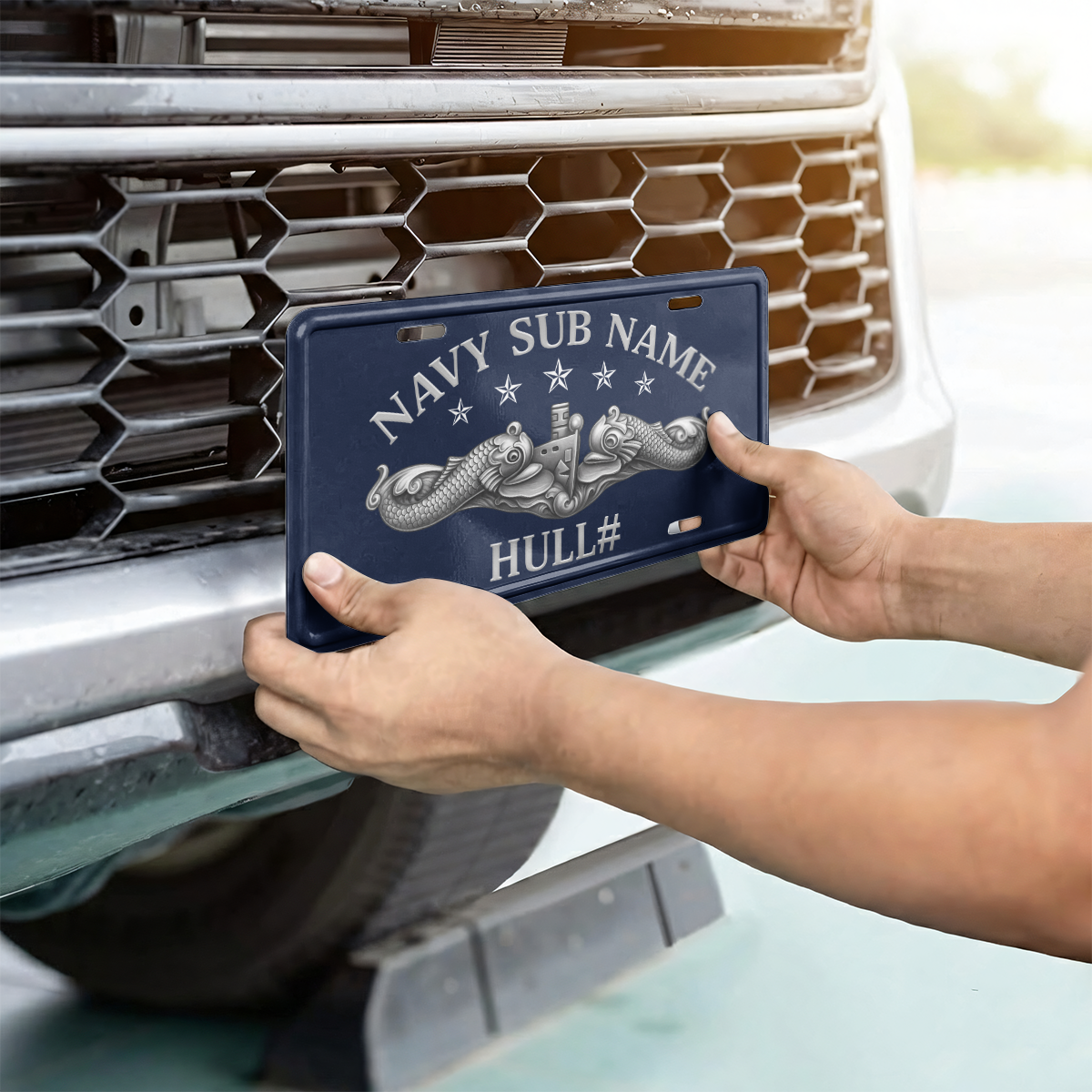 Personalizable Navy Submarine Aluminum License Plate