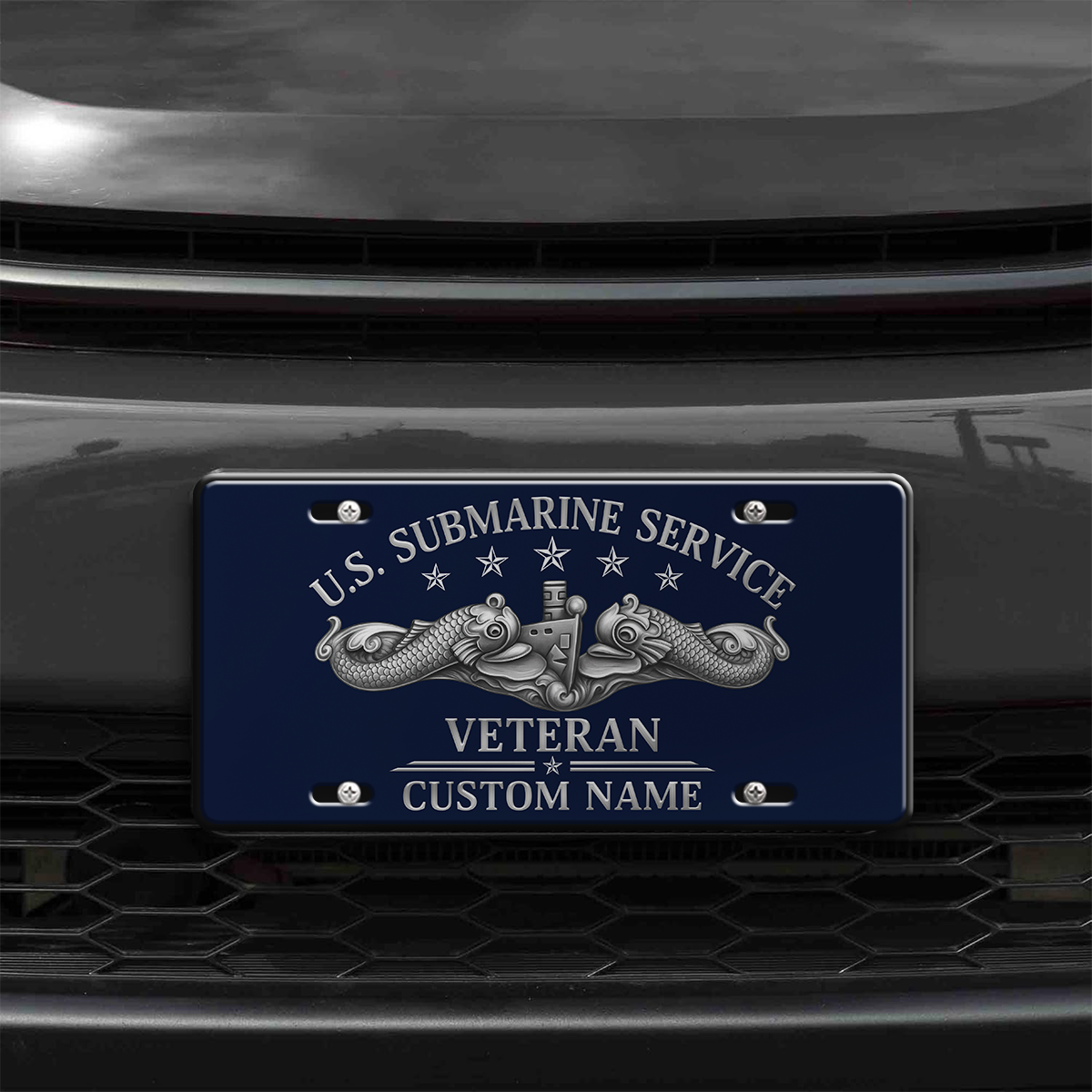 Personalizable Navy Submarine Aluminum License Plate