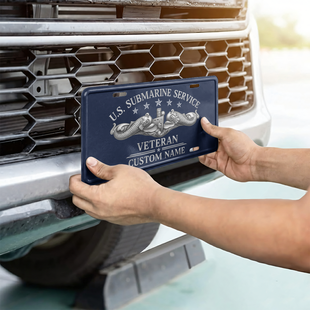 Personalizable Navy Submarine Aluminum License Plate