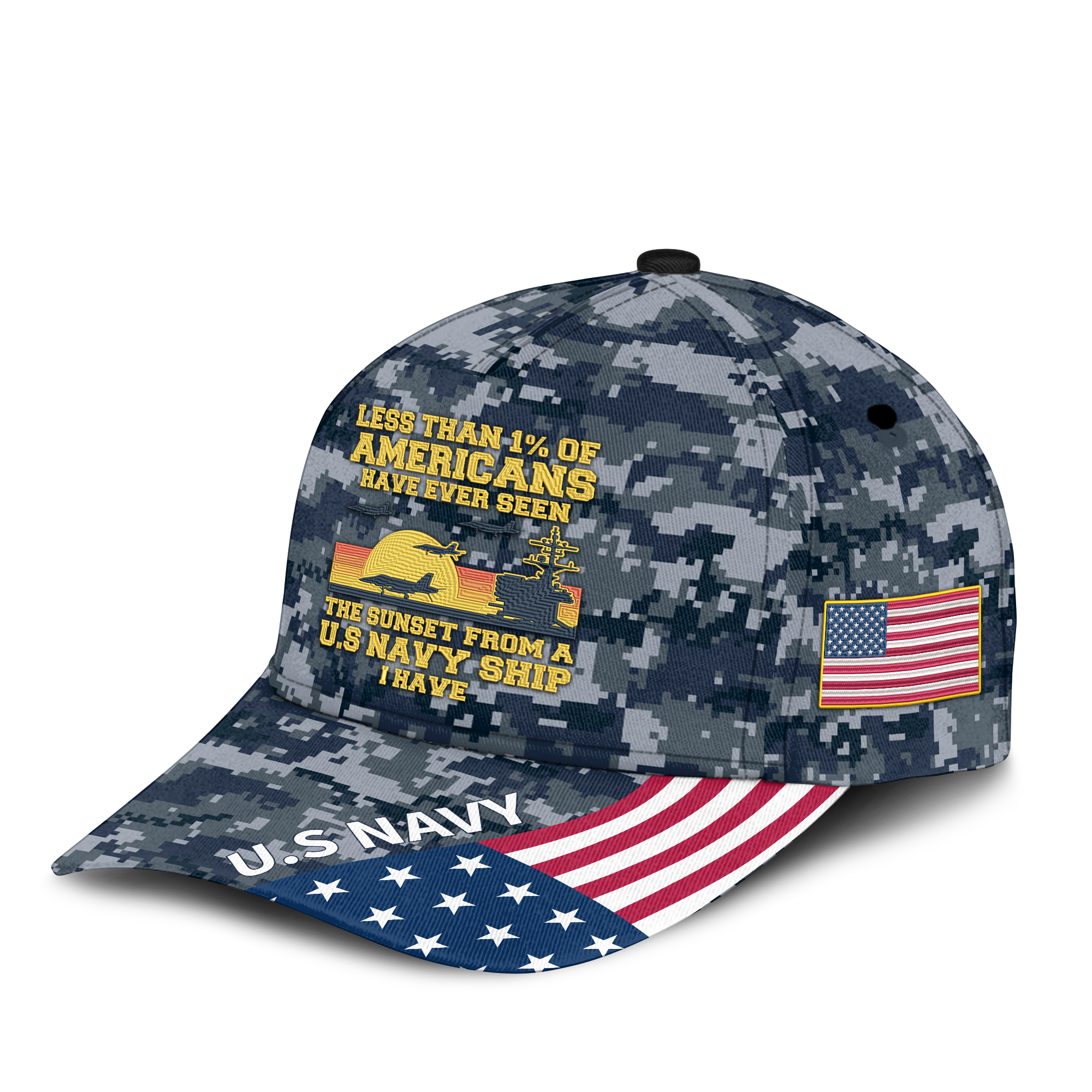 Less Than 1% Navy Ship Embroidered & Printed Cap