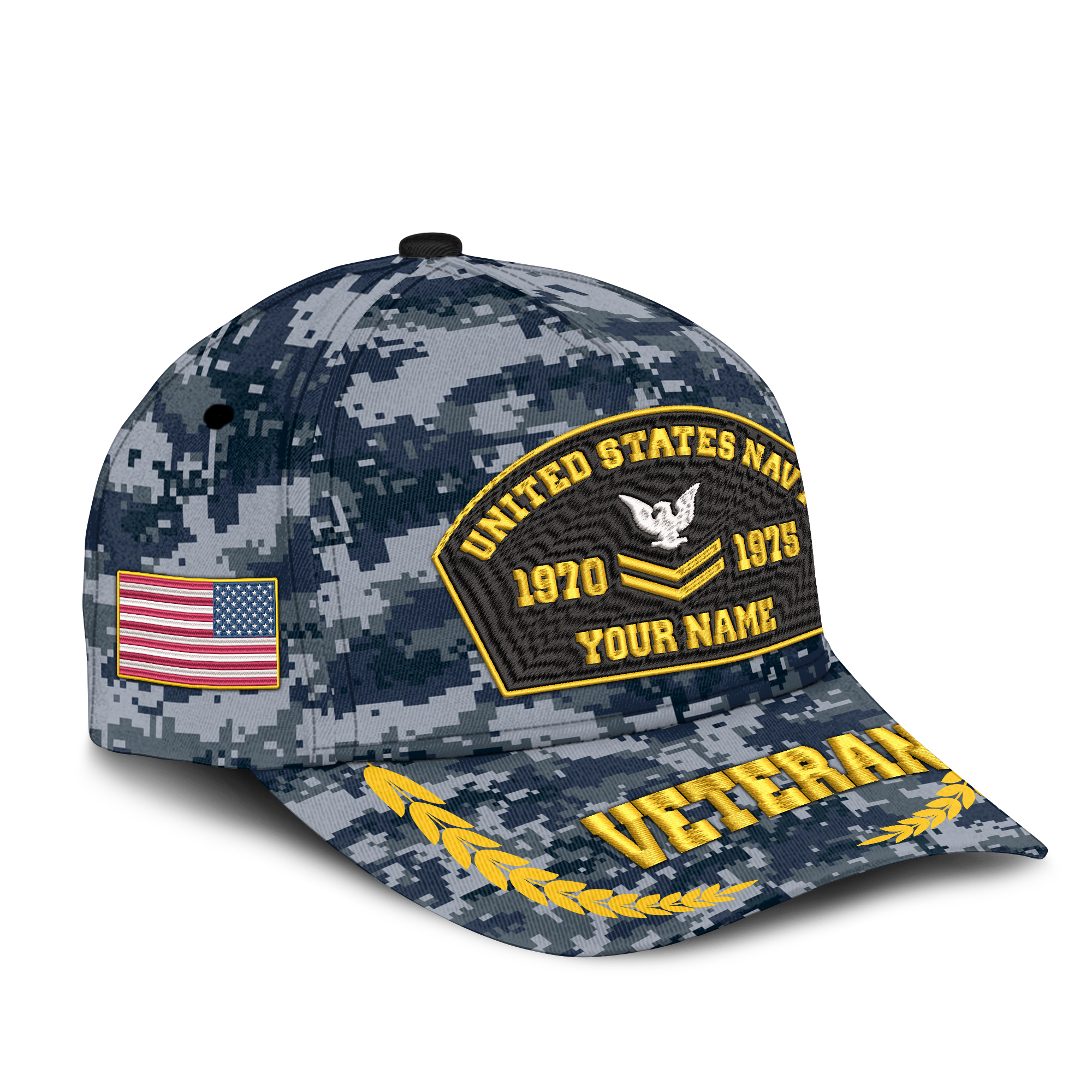 Personalizable Navy Veteran Embroidered & Printed Cap