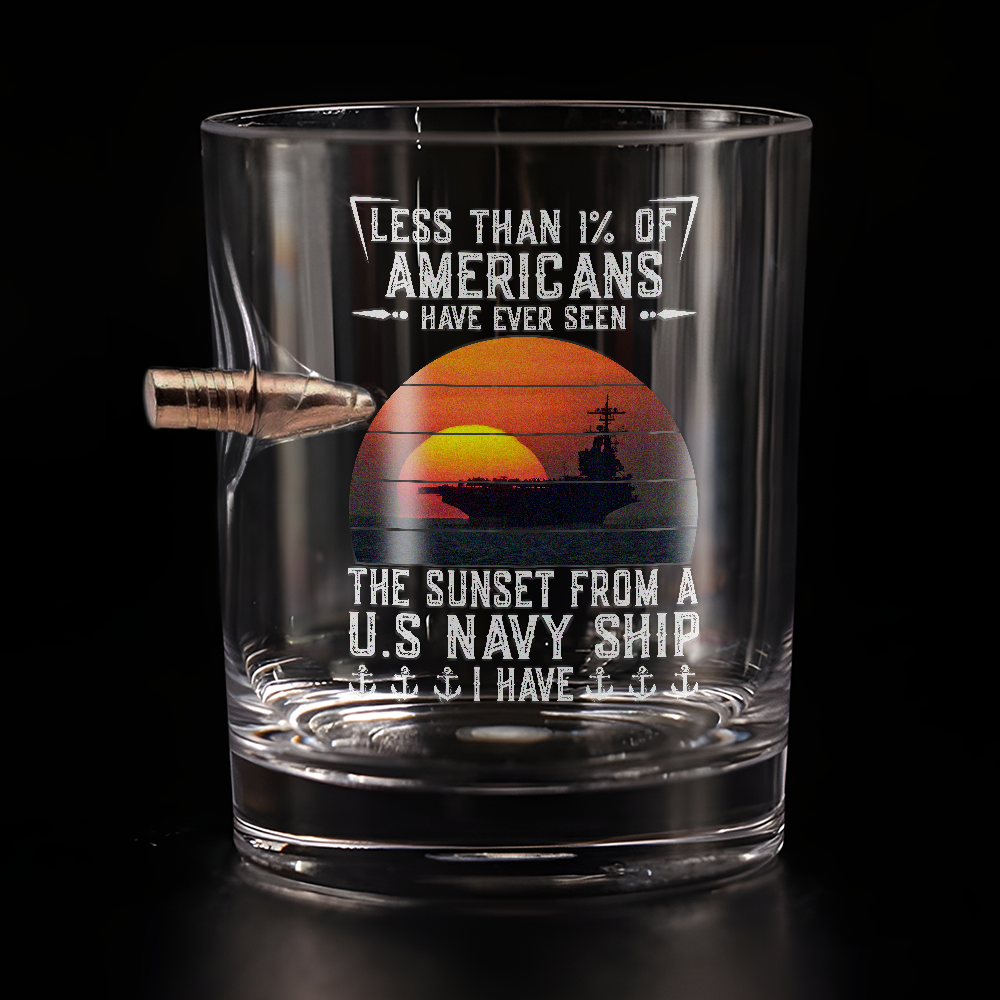 Personalizable Less Than 1% Navy Ship Bullet Whiskey Glass