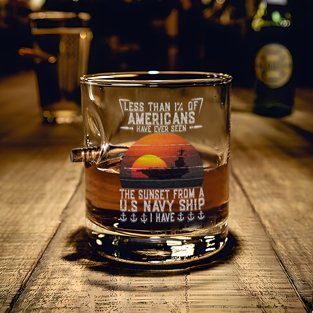 Personalizable Less Than 1% Navy Ship Bullet Whiskey Glass