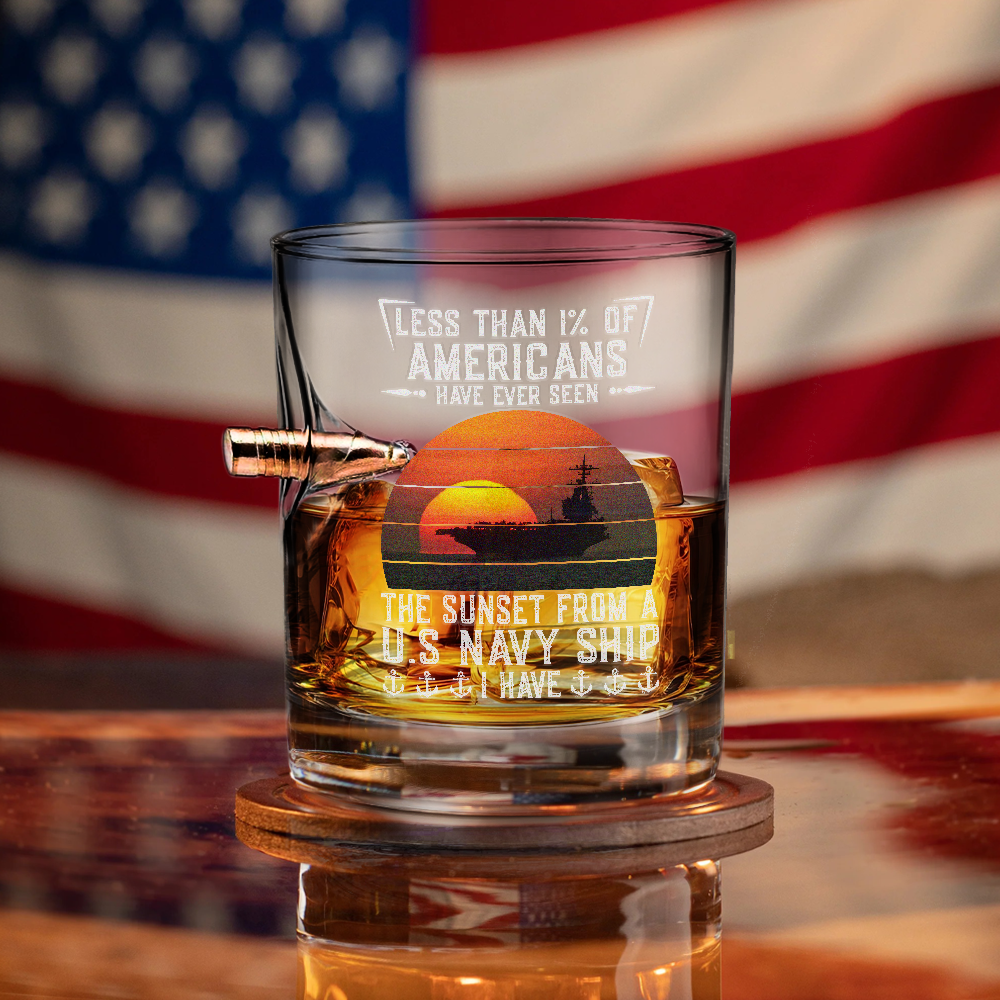 Personalizable Less Than 1% Navy Ship Bullet Whiskey Glass