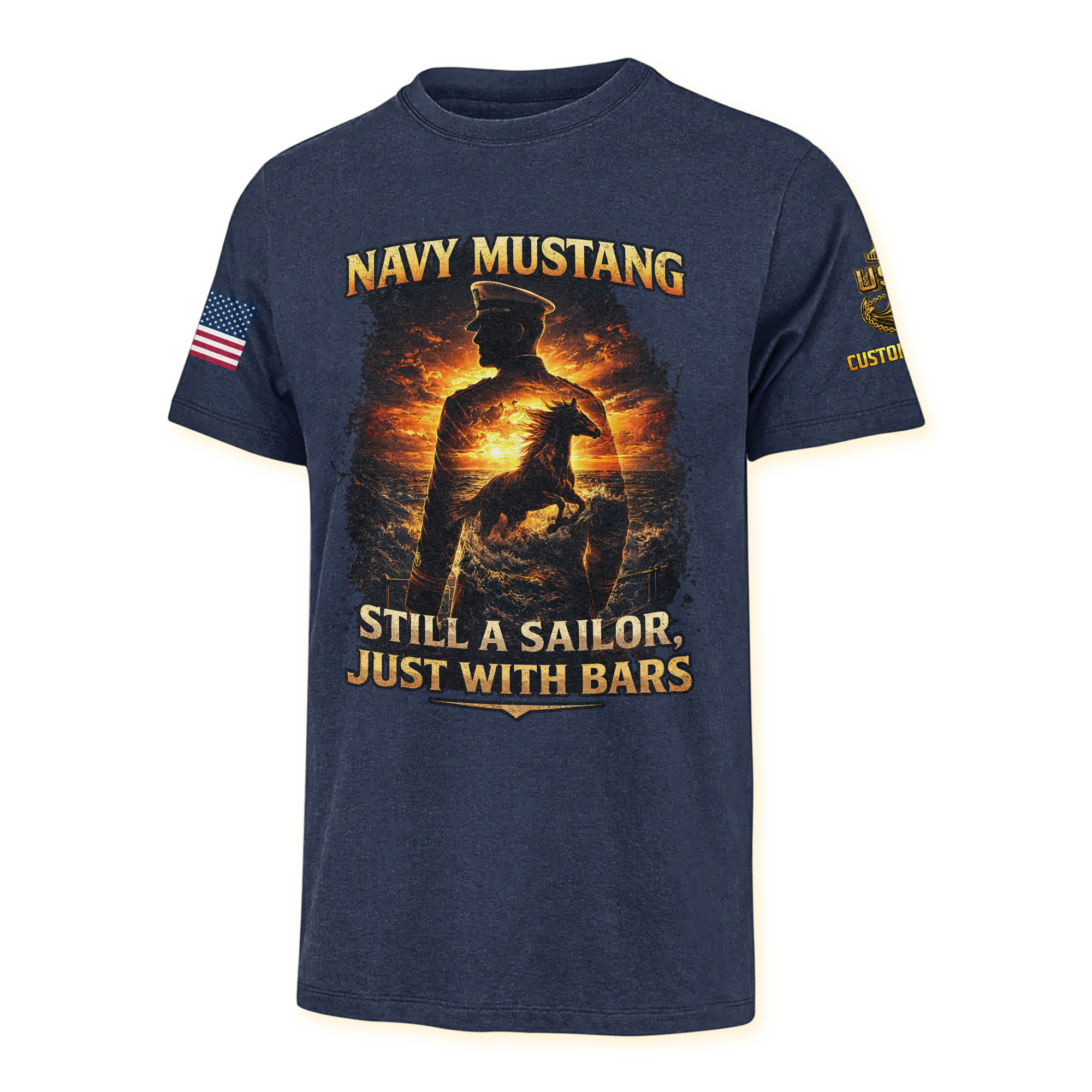 Personalizable Navy Mustangs Classic T-shirt