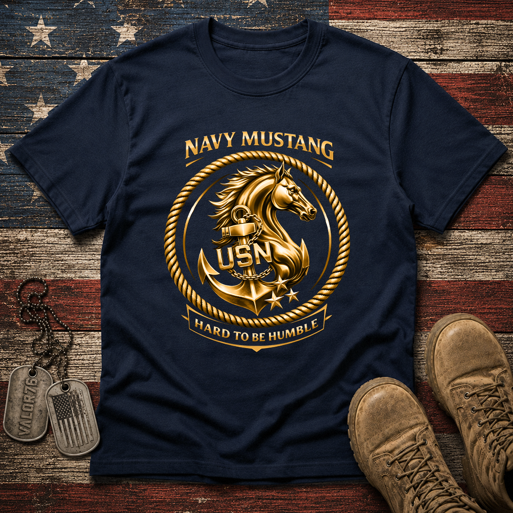 Navy Mustang Hard To Be Humble Classic Tee