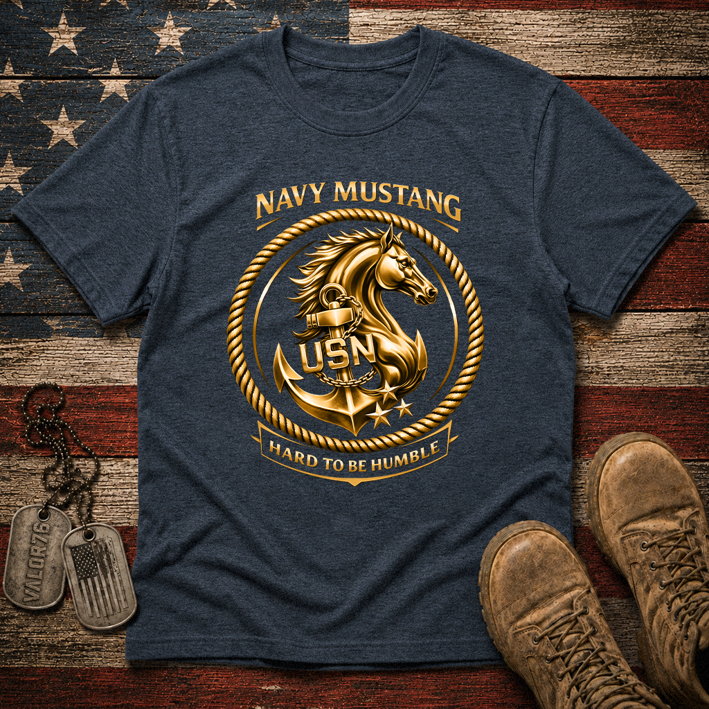 Navy Mustang Hard To Be Humble Classic Tee