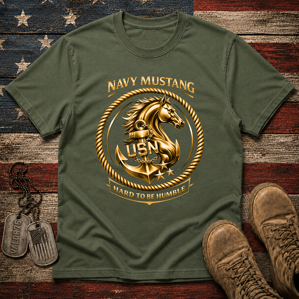 Navy Mustang Hard To Be Humble Classic Tee