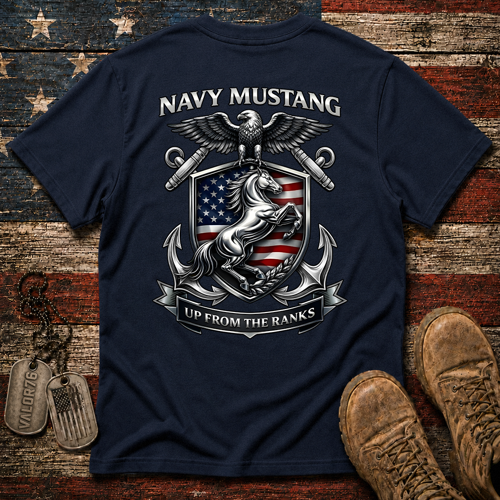 Navy Mustang Up From The Rank Classic Tee