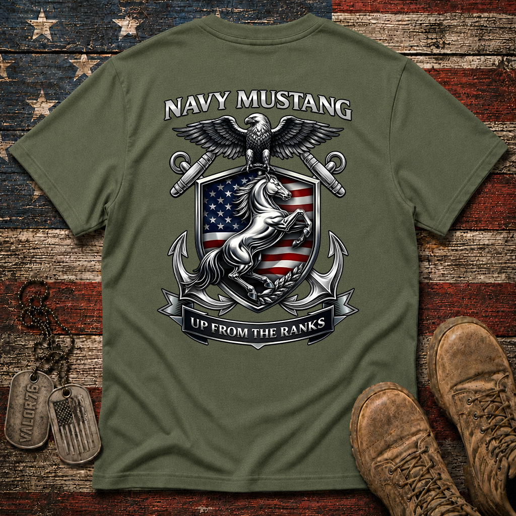 Navy Mustang Up From The Rank Classic Tee