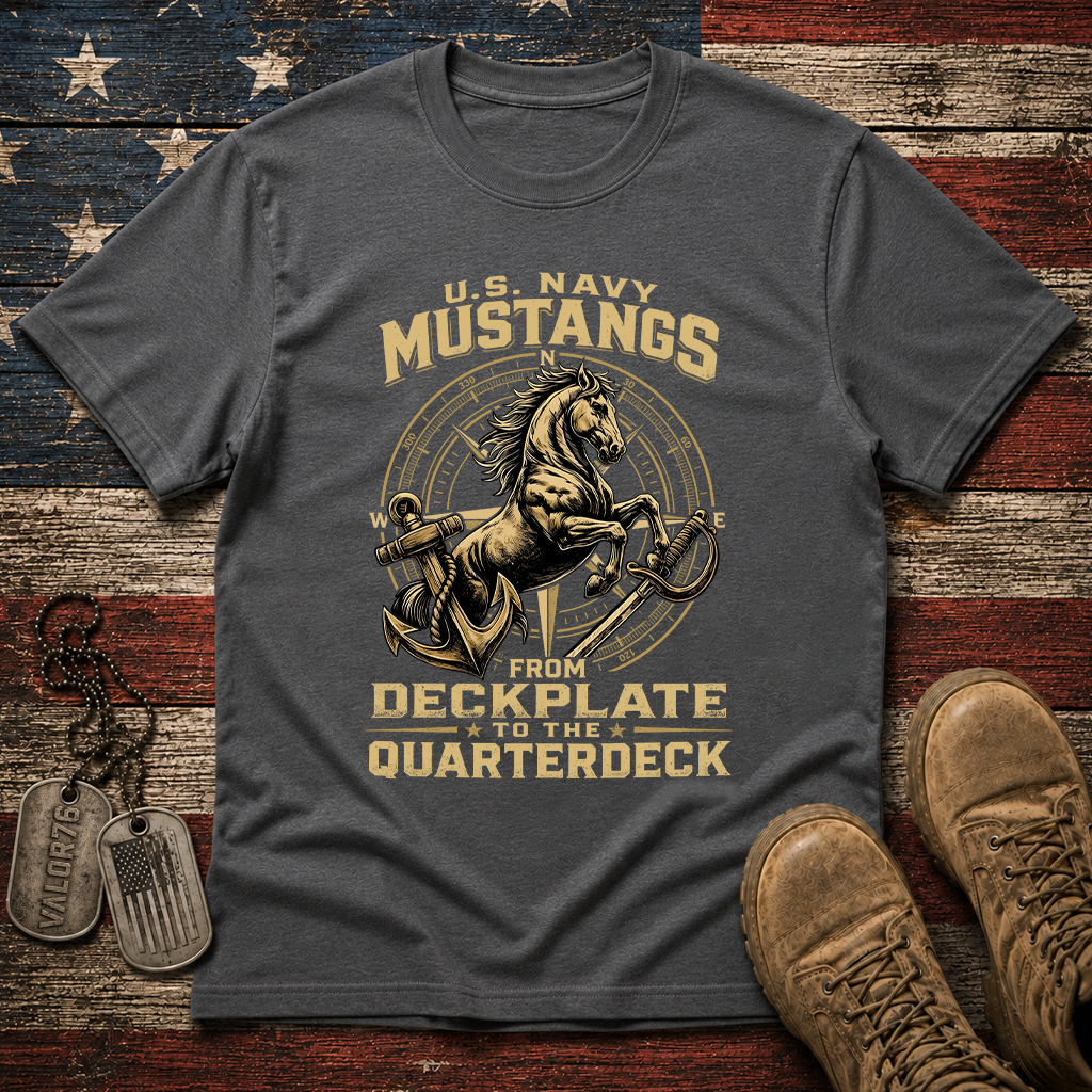 Navy Mustang Deckplate to Quarterdeck Classic Tee