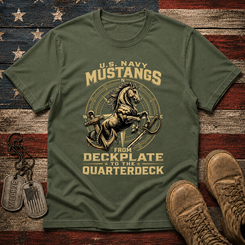 Navy Mustang Deckplate to Quarterdeck Classic Tee