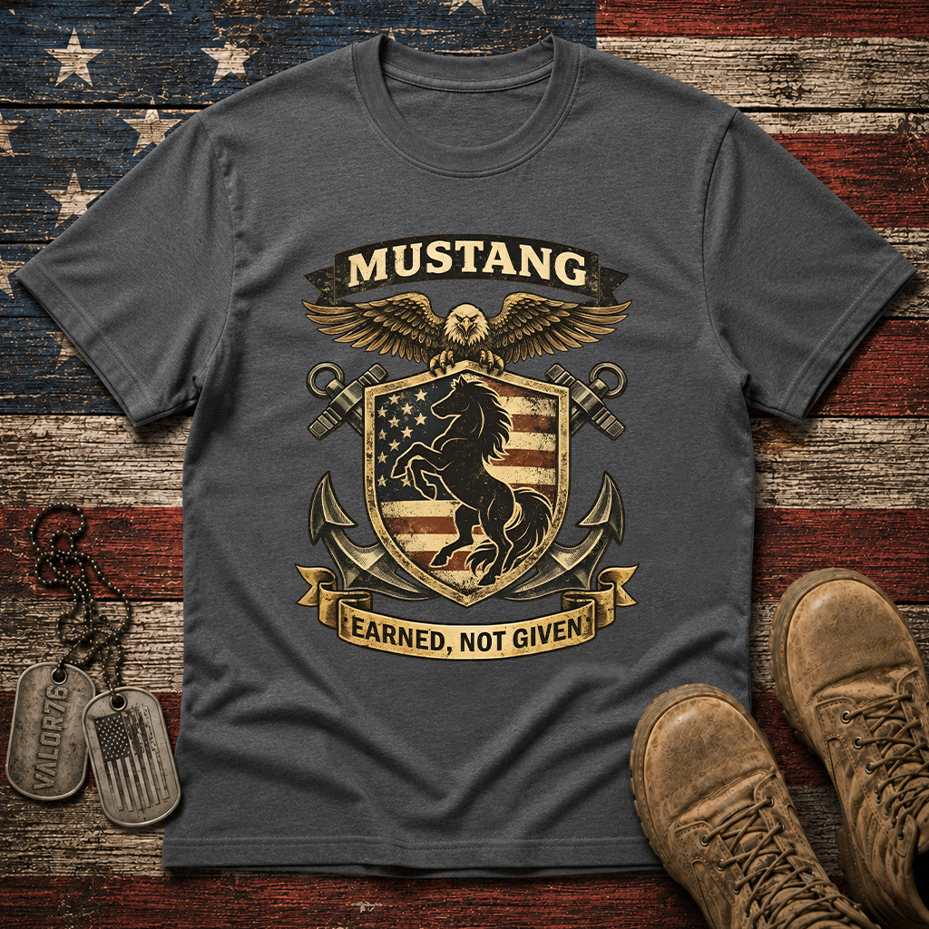 Navy Mustang Earned Not Given Classic Tee