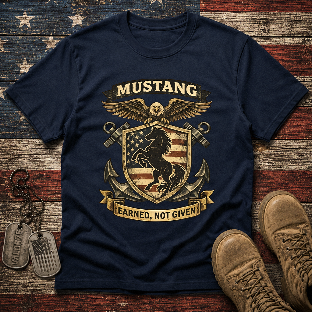 Navy Mustang Earned Not Given Classic Tee