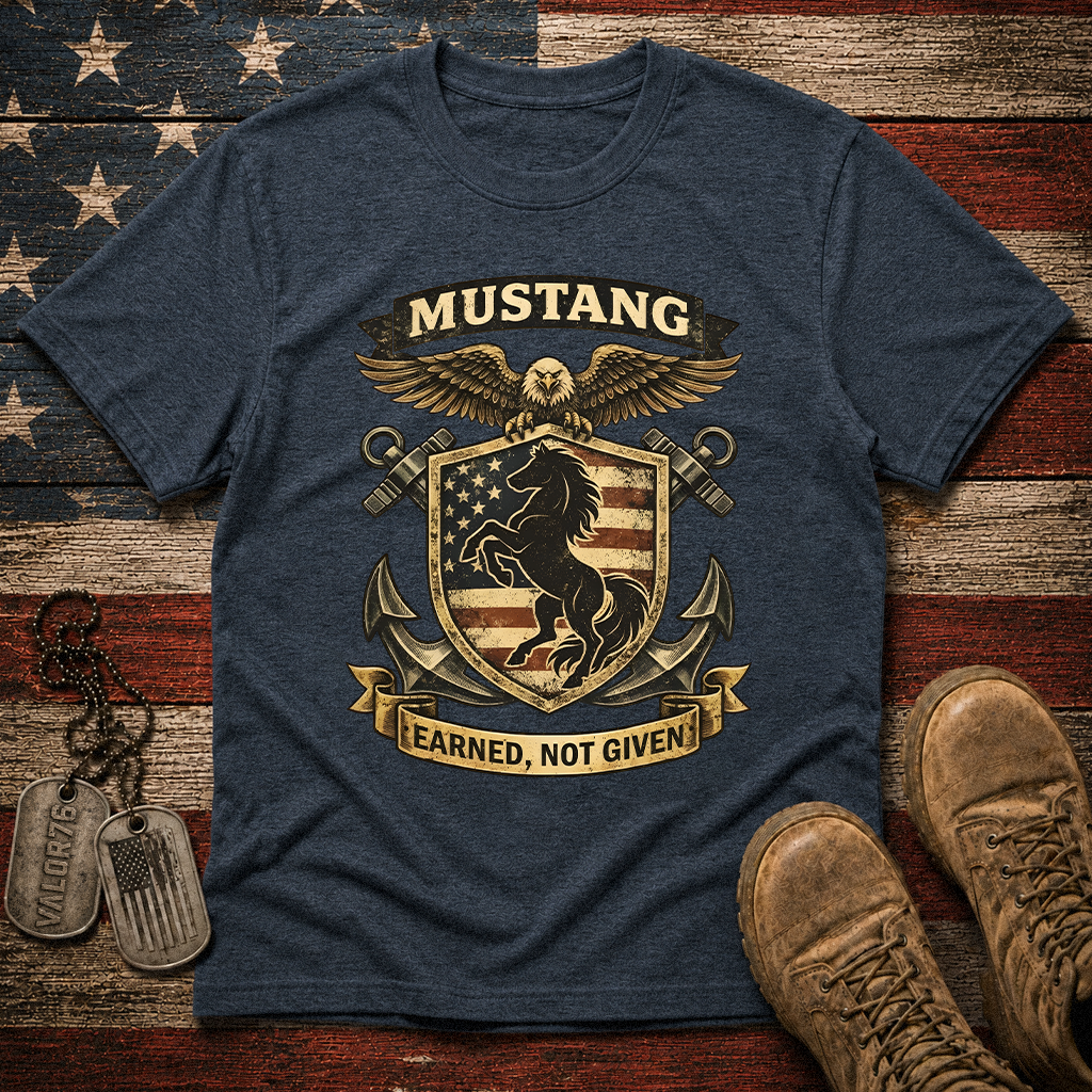 Navy Mustang Earned Not Given Classic Tee
