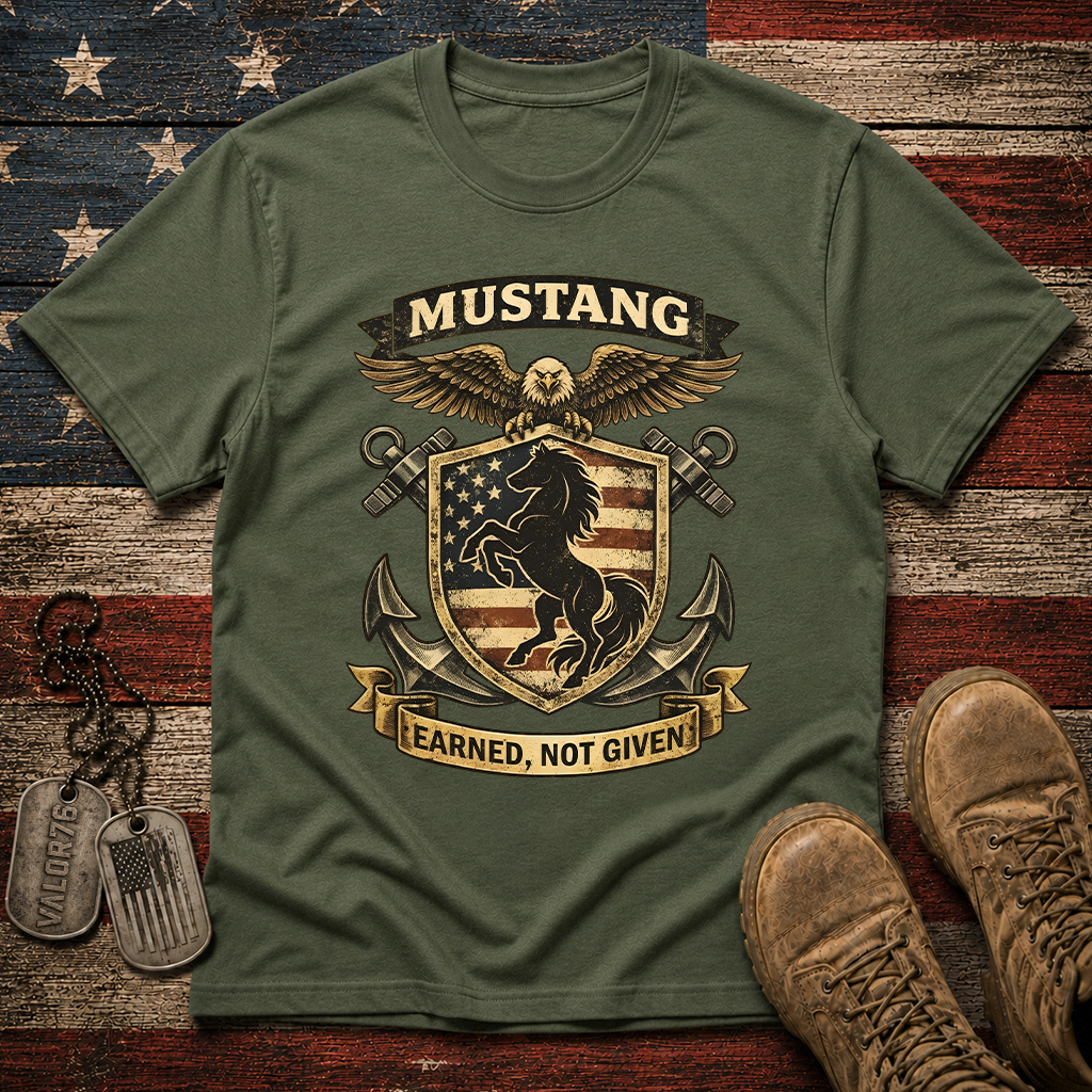 Navy Mustang Earned Not Given Classic Tee