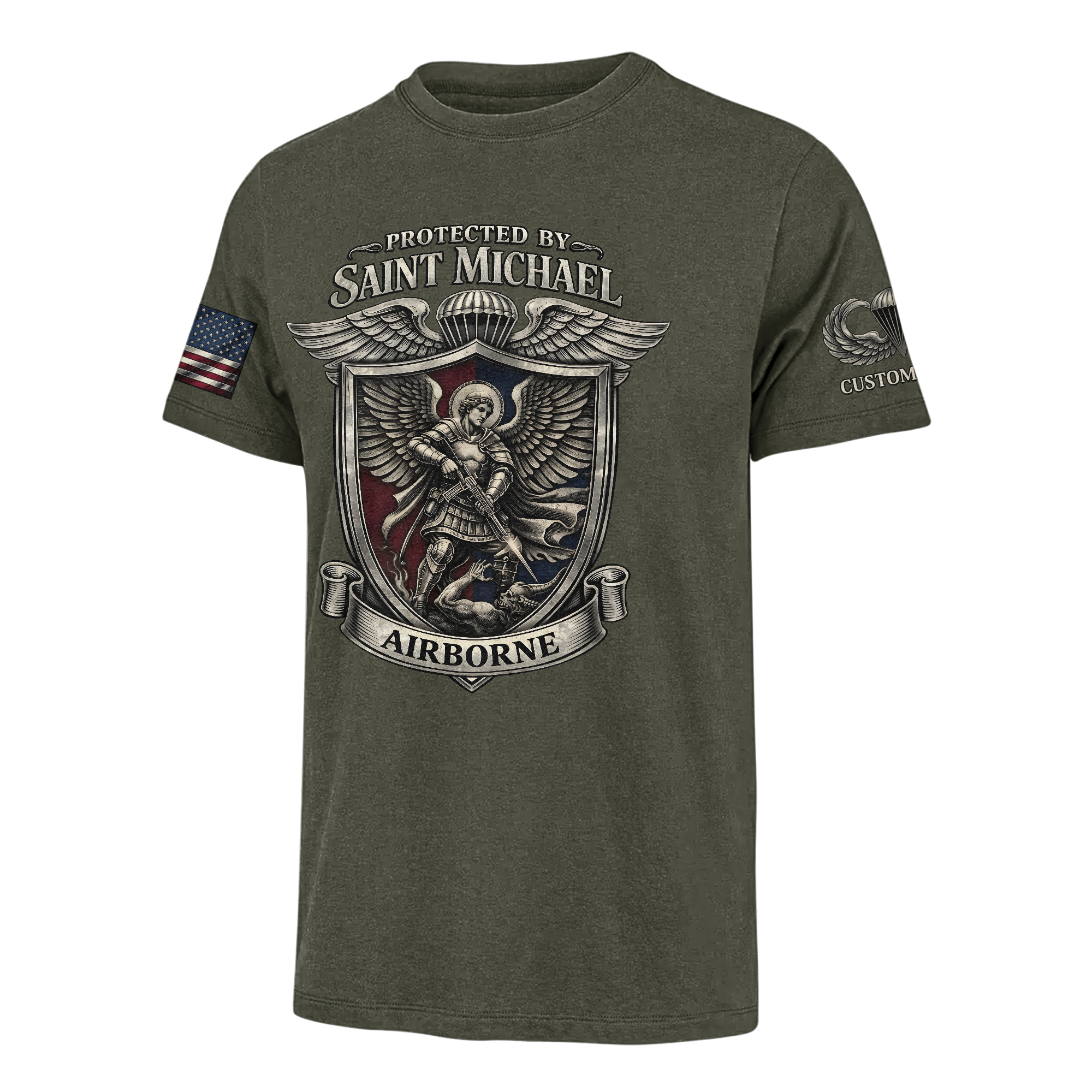 Personalizable Airborne St Michael Patron Of The Paratrooper Classic T-shirt
