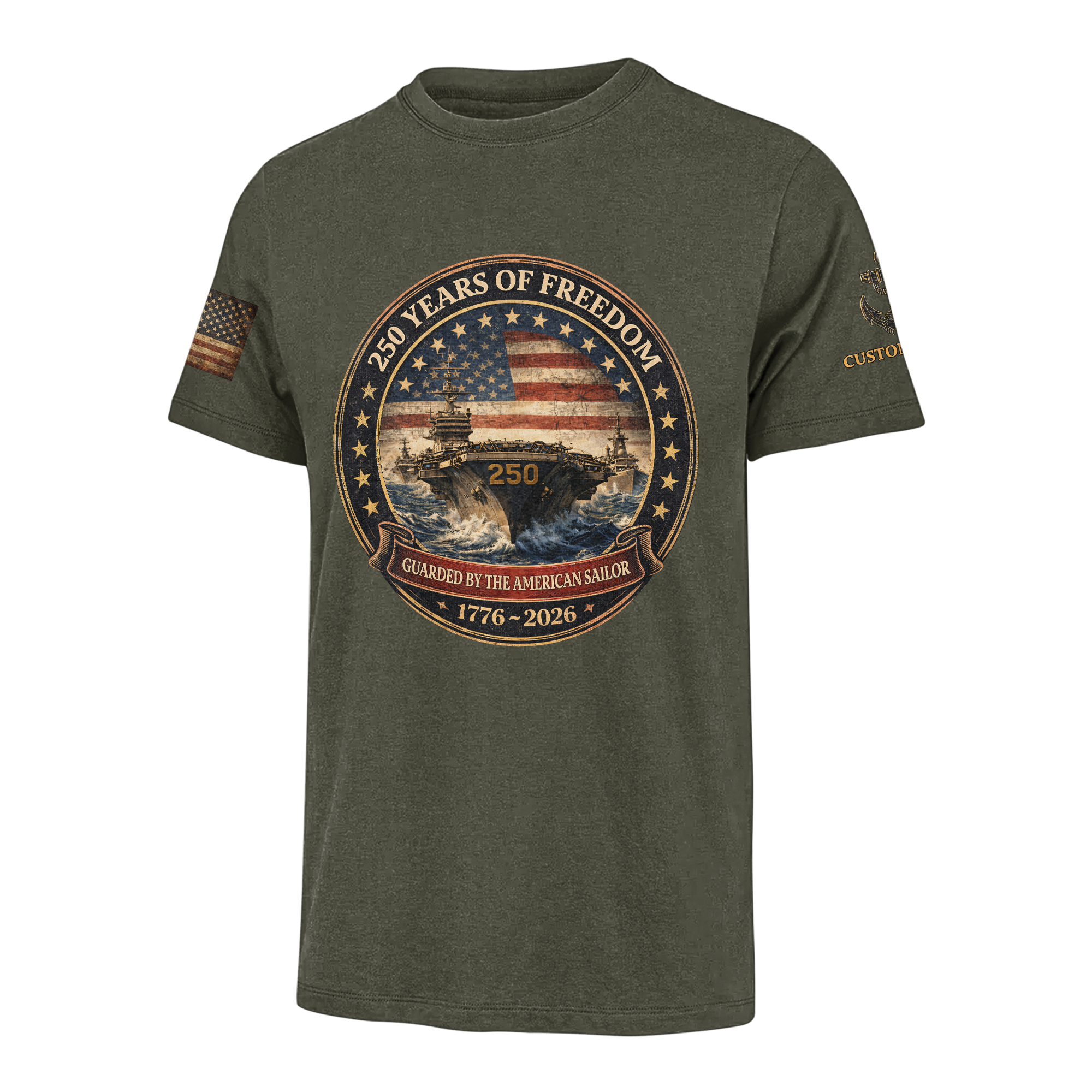 Personalizable America 250 Years Navy Guarded By The American Sailor Classic T-shirt