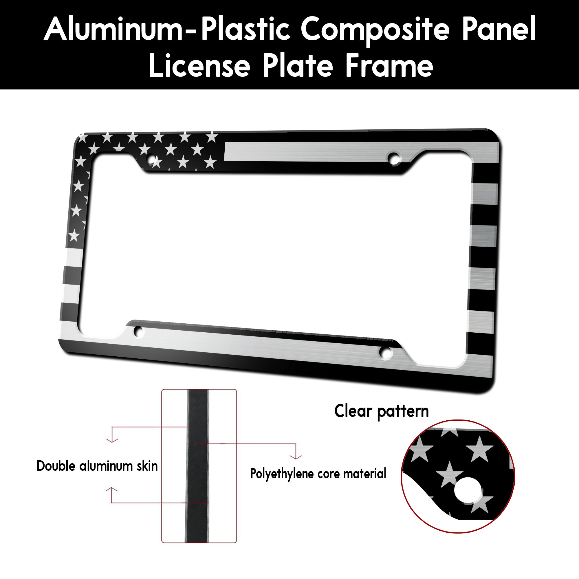 American Flag Aluminum License Plate Frame