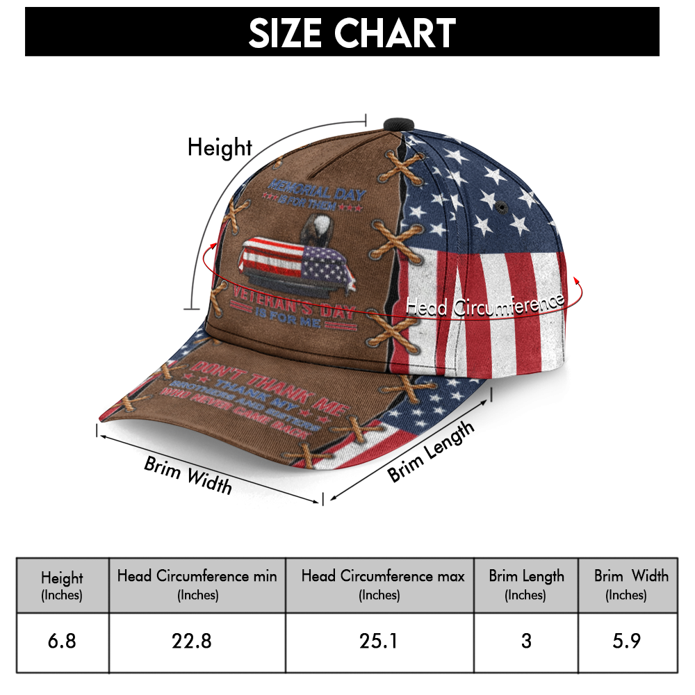 Memorial Day Is For Them Veterans Day Is For Me Classic Cap