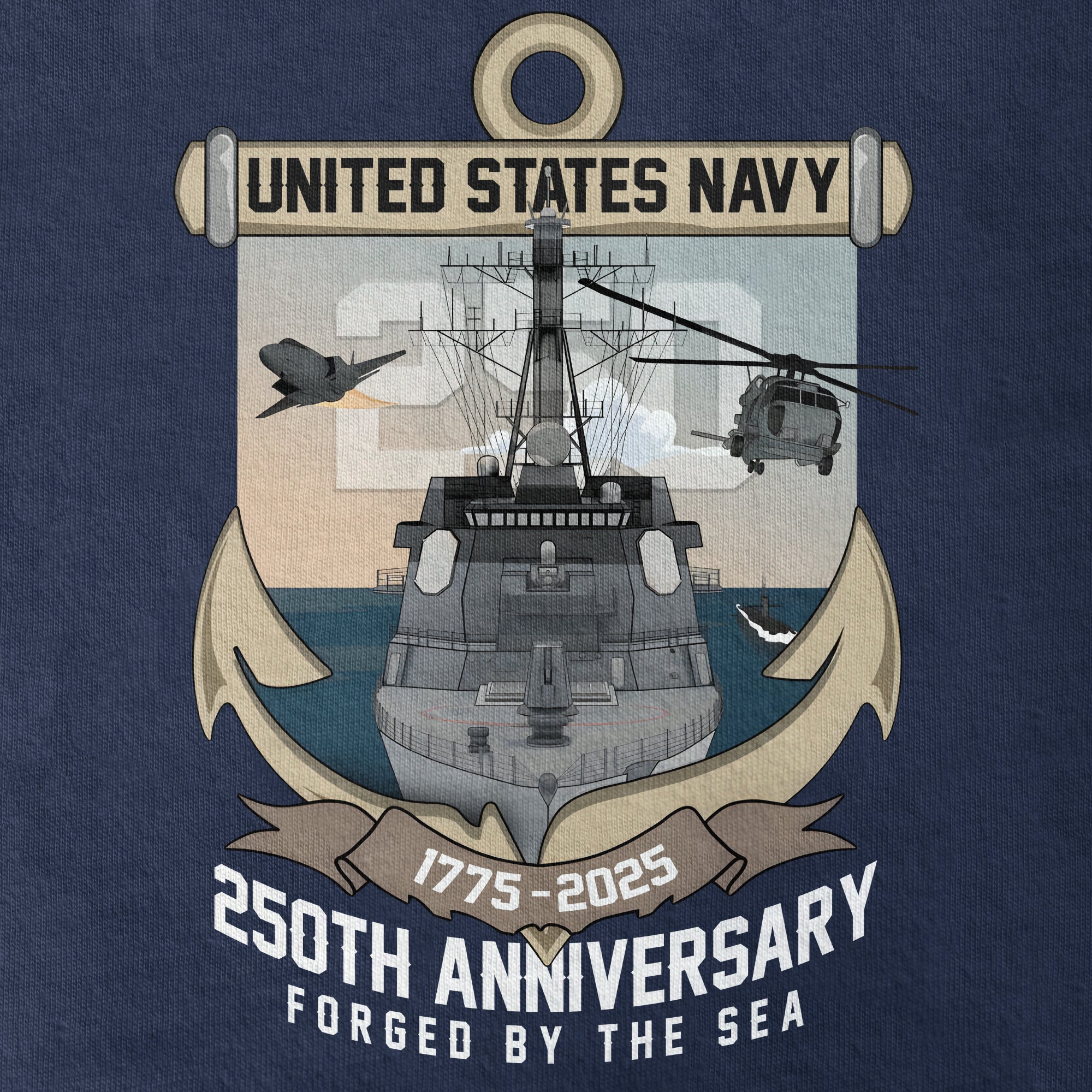 Navy 250th Anniversary Classic T-shirt