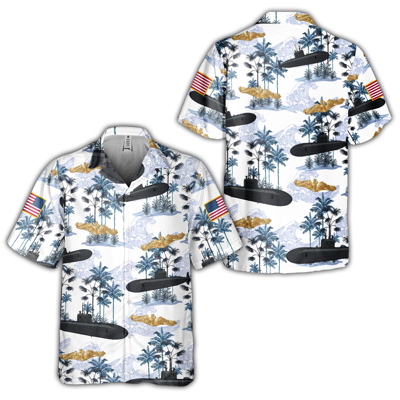 Navy Submarine Tropical Cuban Shirt