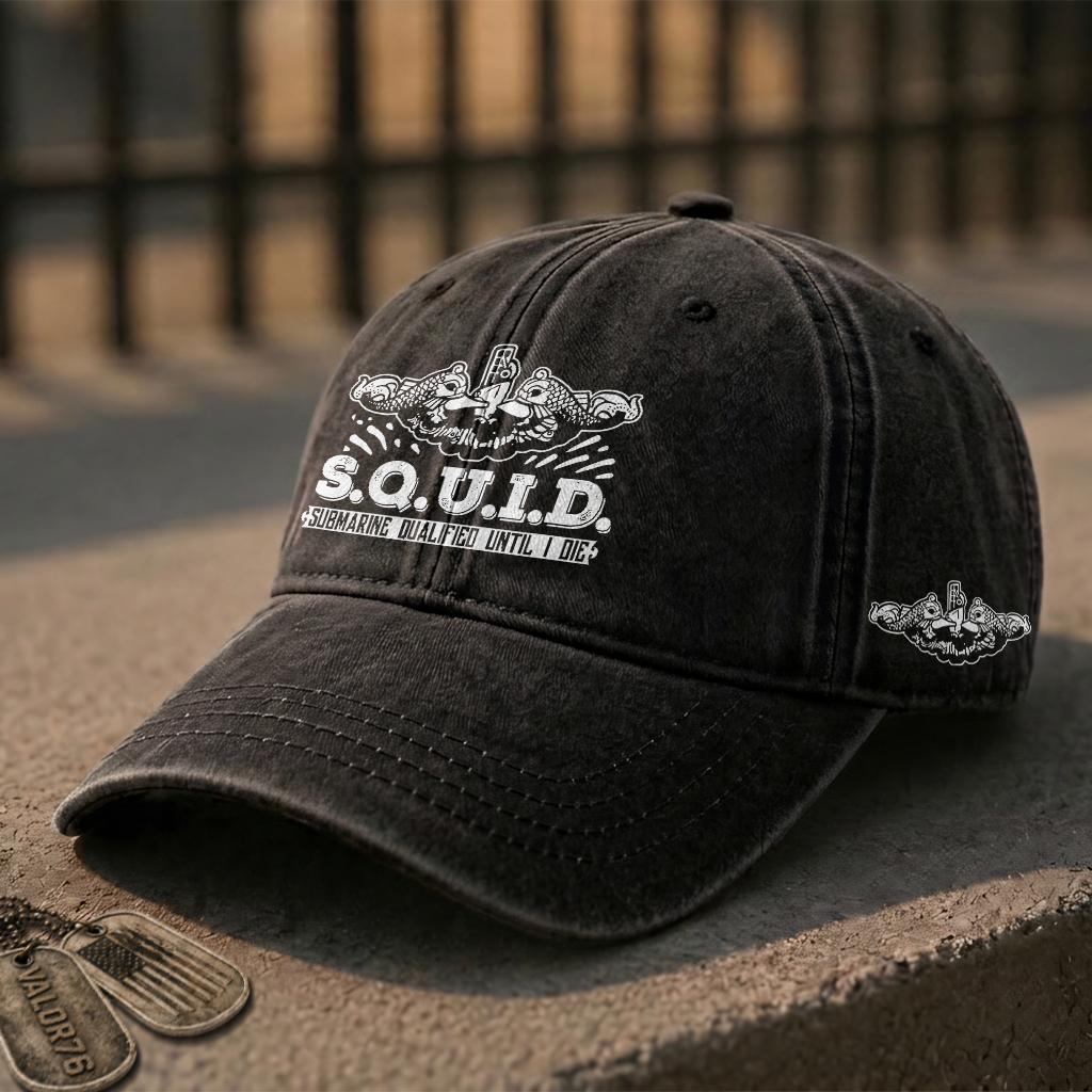 Navy Submarine SQUID Washed Cap