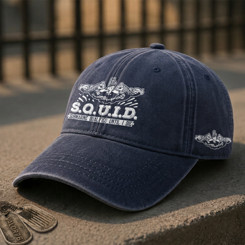 Navy Submarine SQUID Washed Cap
