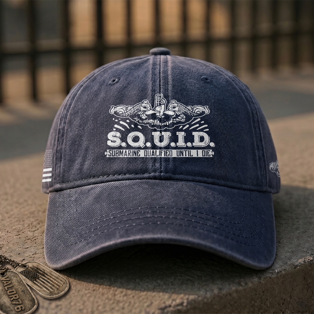 Navy Submarine SQUID Washed Cap