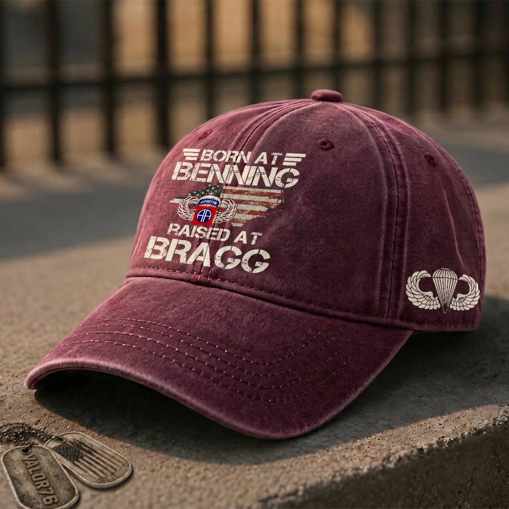 82nd Airborne Born At Benning Washed Cap