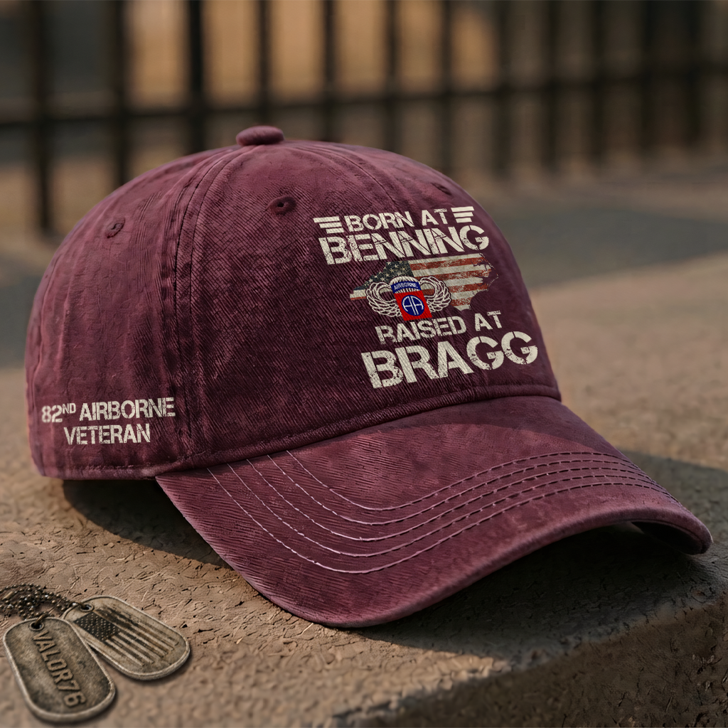 82nd Airborne Born At Benning Washed Cap