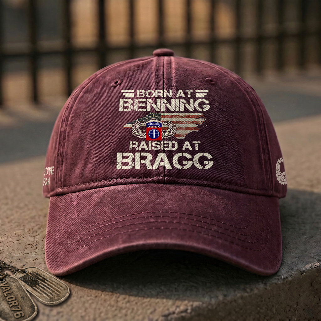 82nd Airborne Born At Benning Washed Cap