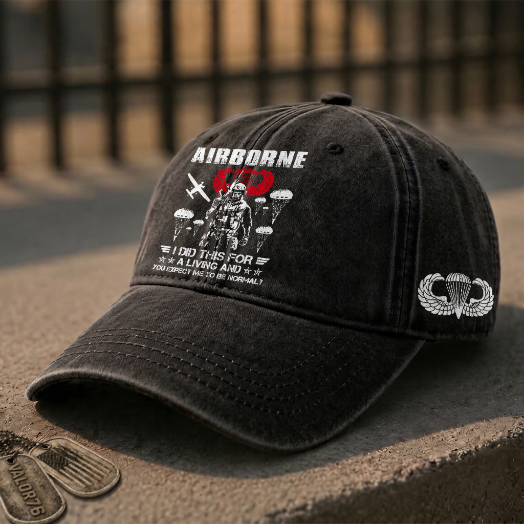 Airborne I Did This For A Living Washed Cap