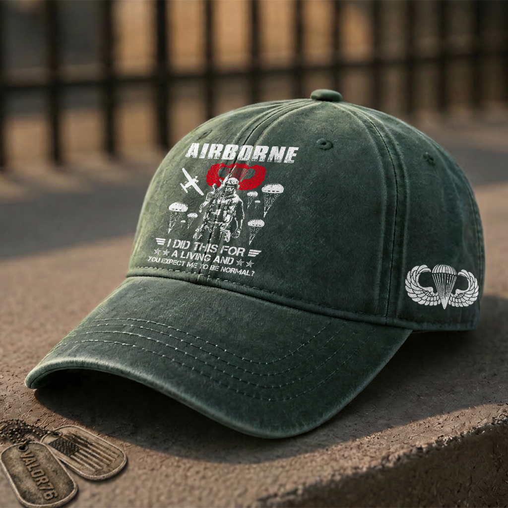 Airborne I Did This For A Living Washed Cap