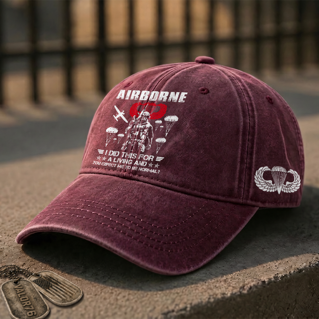Airborne I Did This For A Living Washed Cap