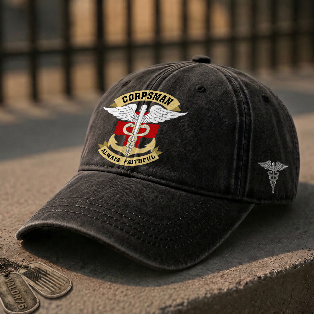 Personalizable Navy Corpsman Washed Cap