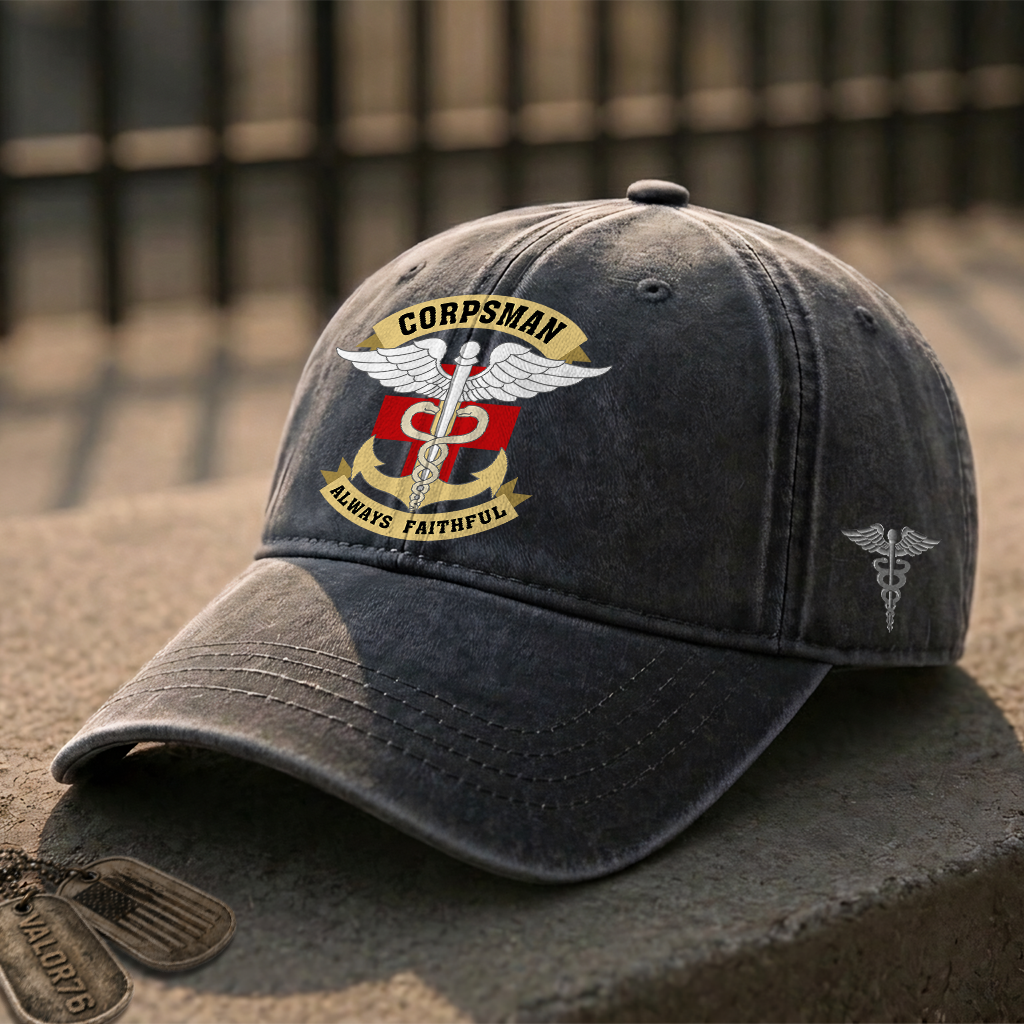 Personalizable Navy Corpsman Washed Cap