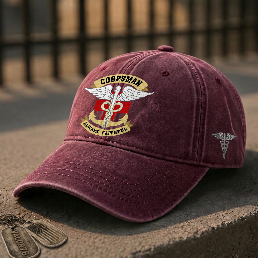 Personalizable Navy Corpsman Washed Cap