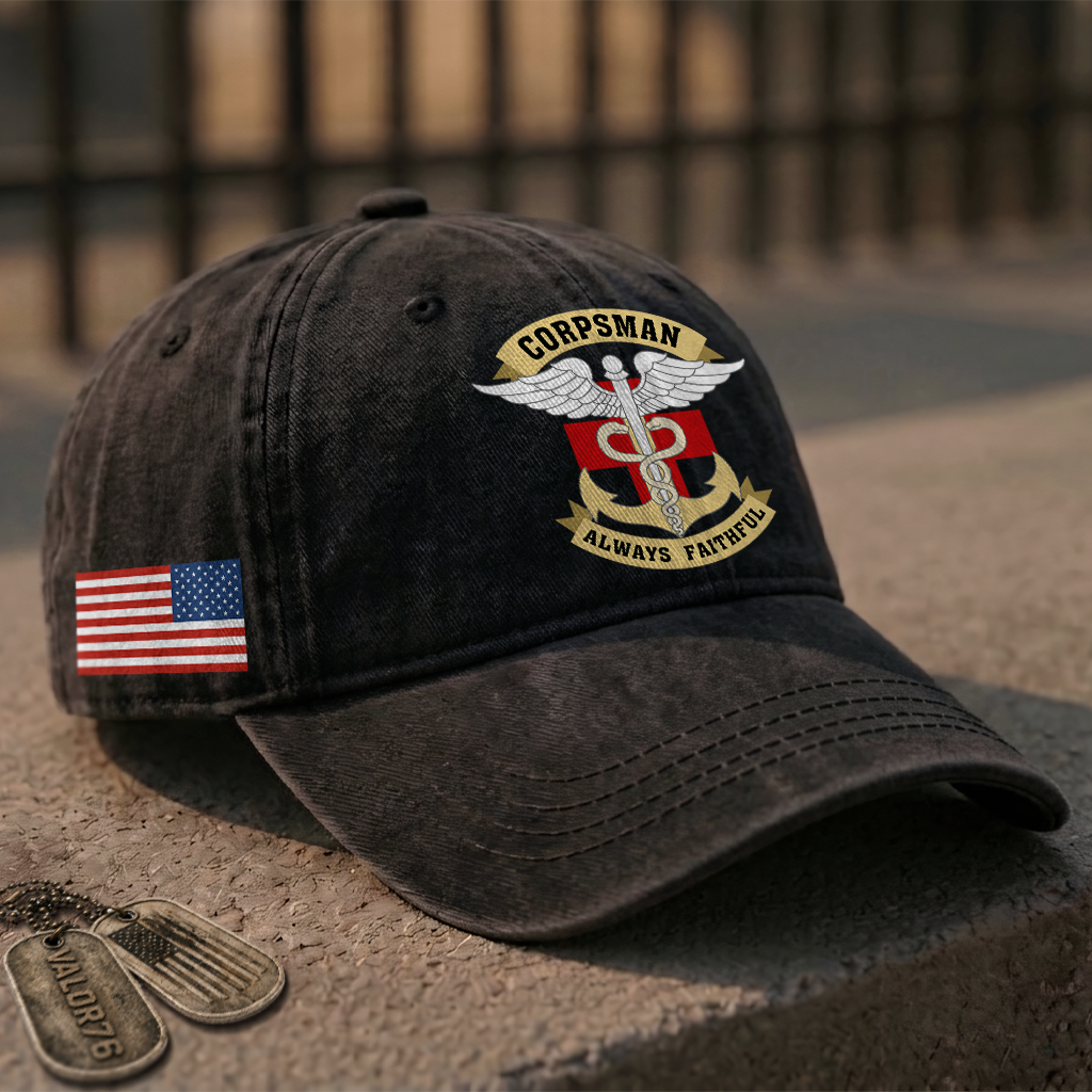 Personalizable Navy Corpsman Washed Cap