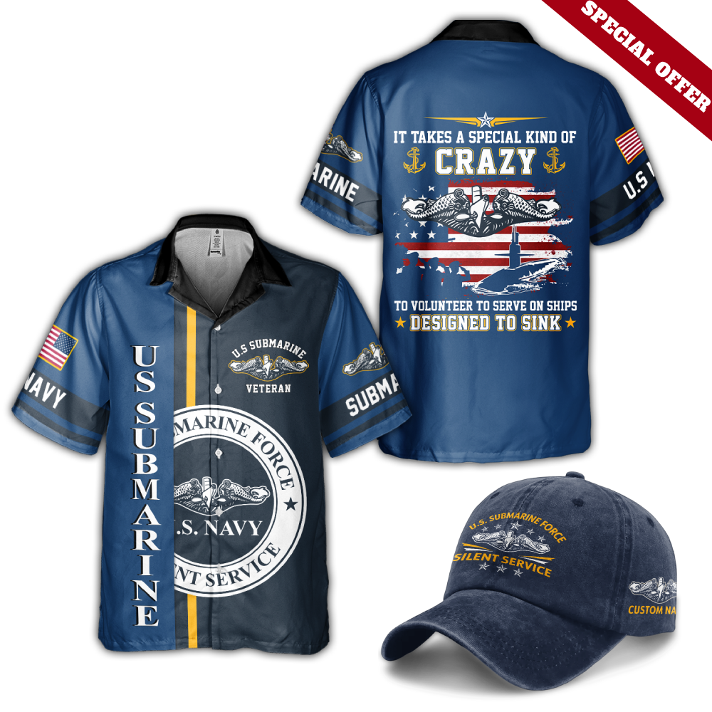 Navy Submarine Cuban Shirt & Washed Cap