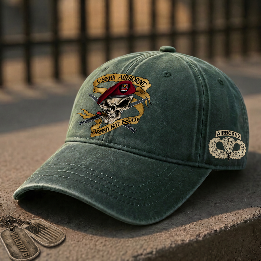 Personalizable Airborne Earned Not Issued Washed Cap