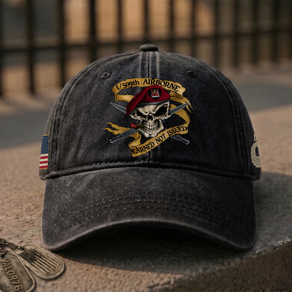 Personalizable Airborne Earned Not Issued Washed Cap