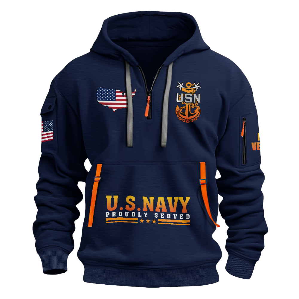 Less Than 1% Navy Ship Senior Chief Quarter Zip Hoodie