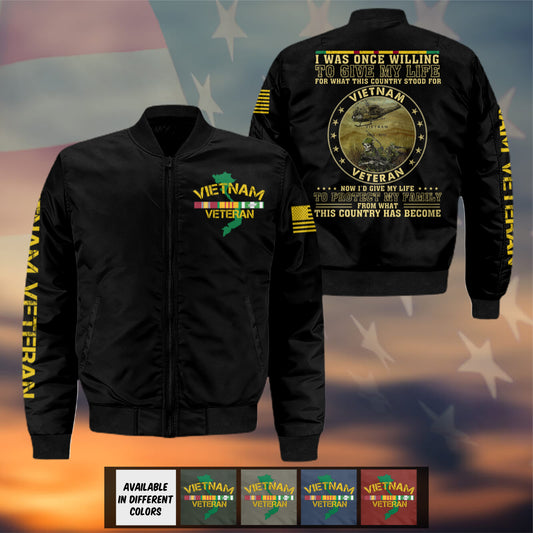 Vietnam Veteran - Protect My Family Bomber Jacket