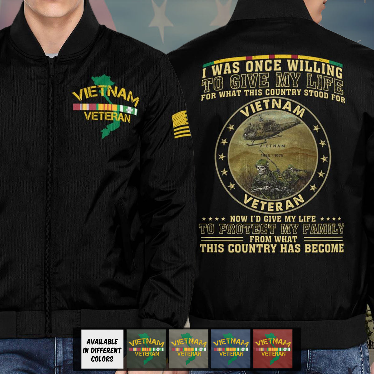 Vietnam Veteran - Protect My Family Bomber Jacket