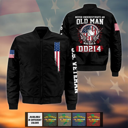 Old Man With A DD-214 - Protect My Family Bomber Jacket